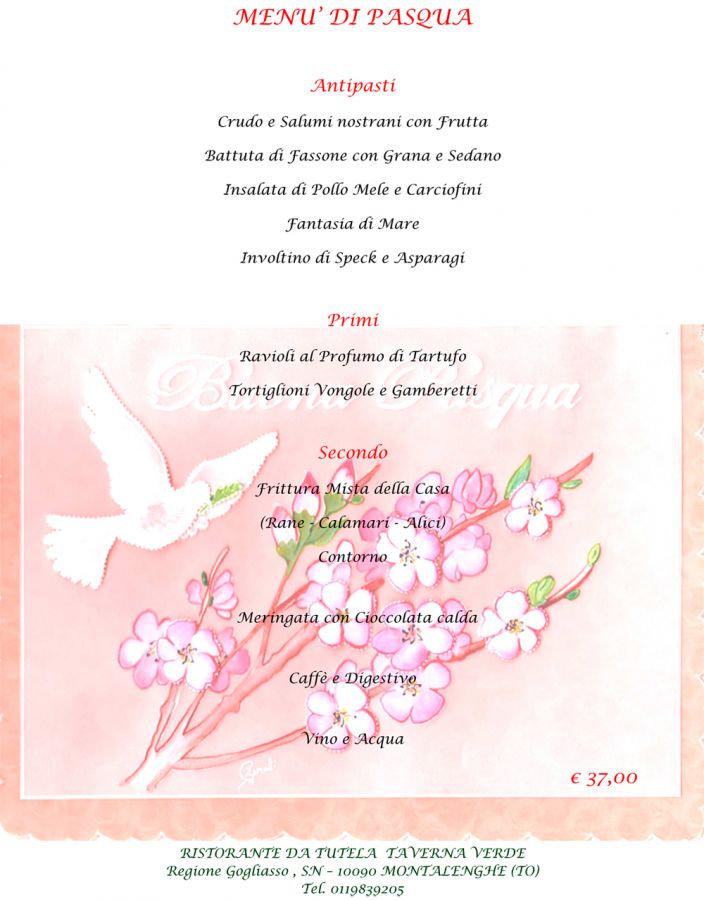 Menu di Pasqua 2019
